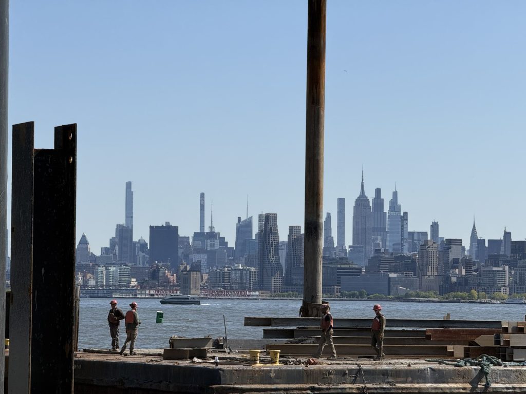 Waterfront construction at the Liberty State Park Ferry and Emergency Evacuation Terminal in Jersey City.