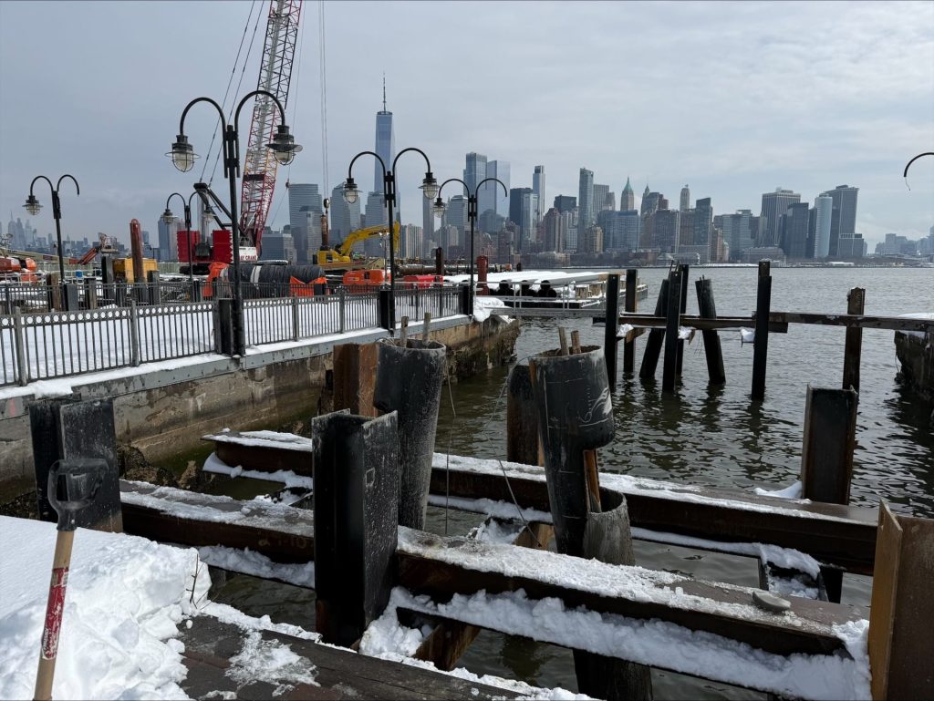 Foundation testing performed during winter construction at the Liberty State Park Ferry Terminal project.
